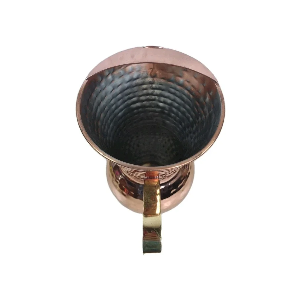 Hammered Copper Plated Pitcher Water Cocktail Decor Brass Handle Napa Style 9.5